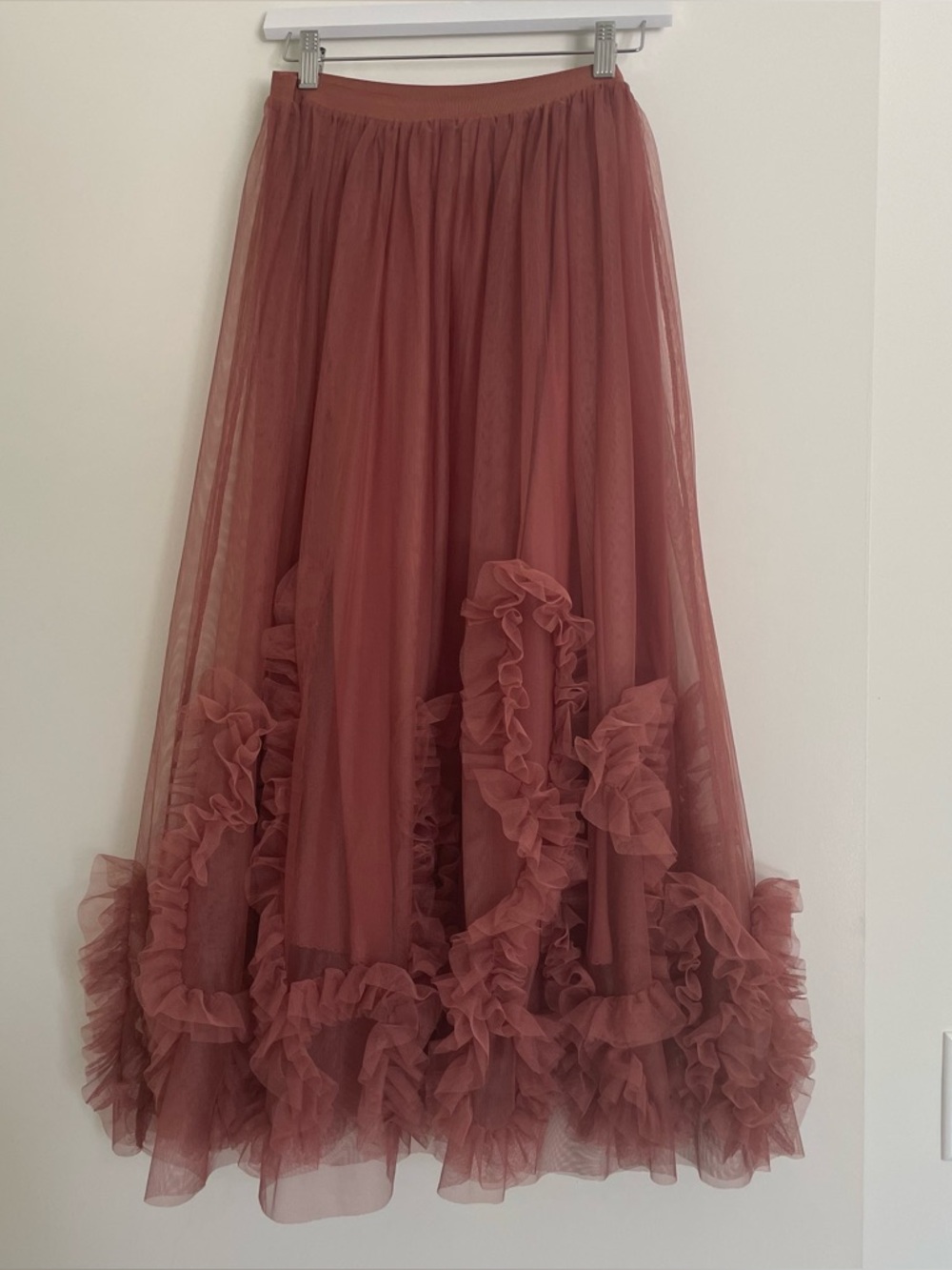 Anthropologie Felicity Rose Pink Ruffle Tulle Midi Skirt - Picture 8 of 17